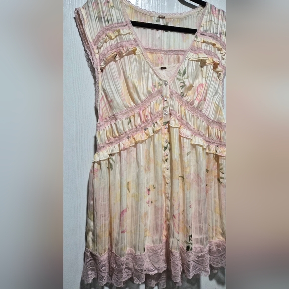 Free People Spring Fling Mini Lace Floral Mini Dress Size Small - Picture 3 of 11